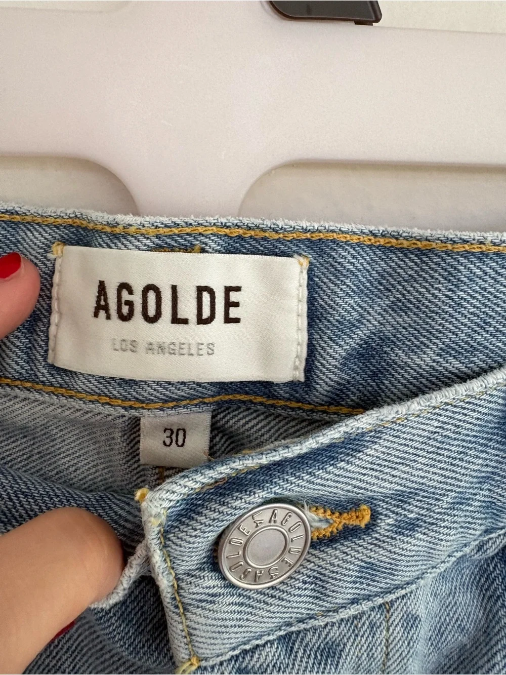 AGOLDE Parker Long Distressed Denim Shorts Size 30 Light Wash Raw Hem Cotton